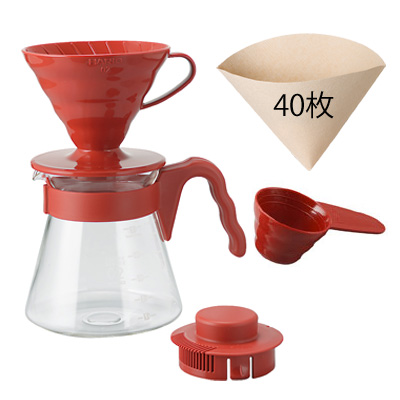 Hario V60 Coffee Server 02 Set Red - VCSD-02R