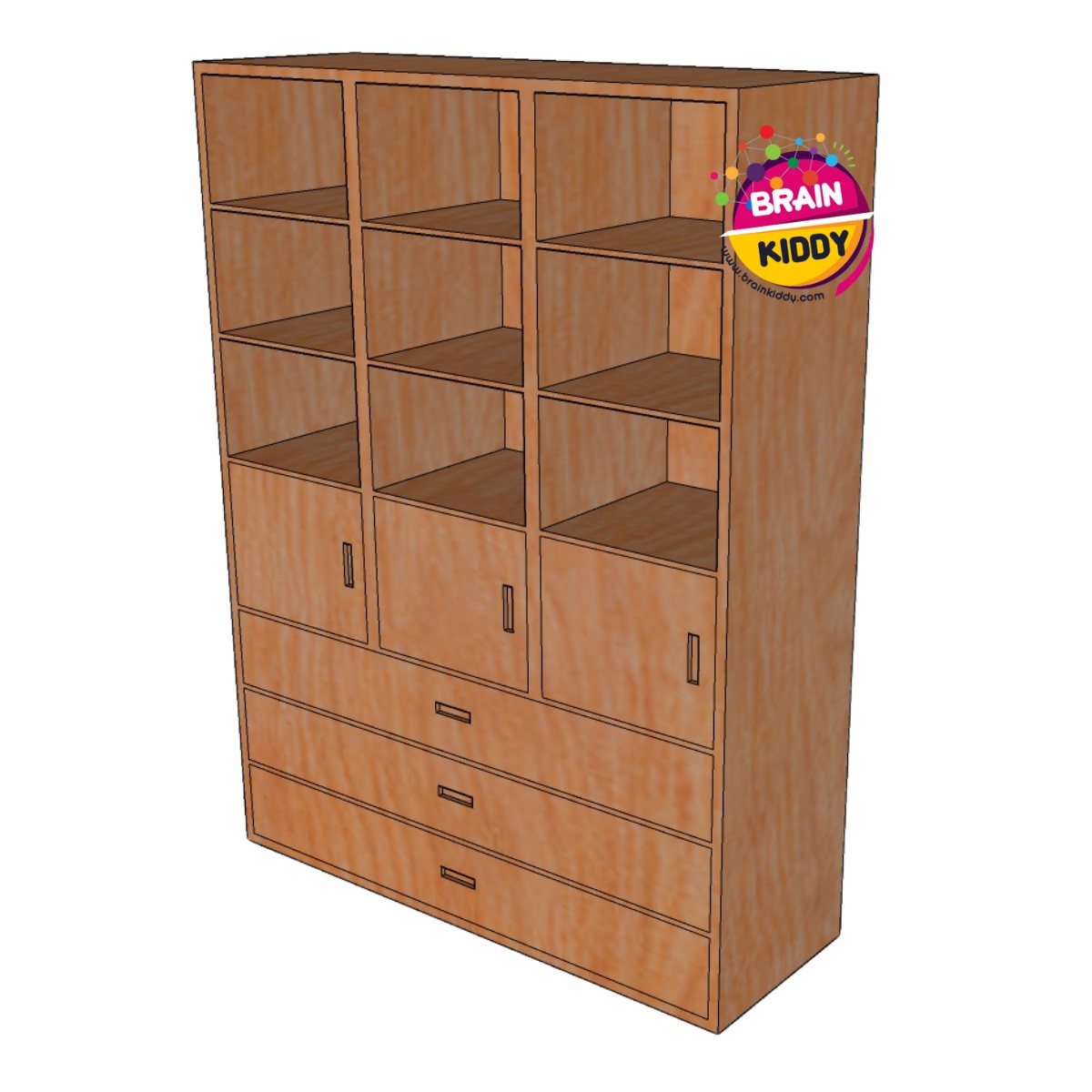 ชั้นเก็บกระเป๋าและที่นอน (9 ช่อง ทรงสูง), เฟอร์นิเจอร์เด็กสั่งทำตามสีและขนาดได้ , เฟอร์นิเจอร์ไม้ , เฟอร์นิเจอร์เด็ก