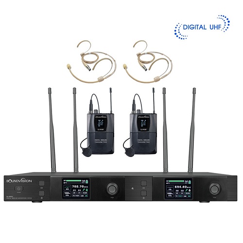 ไมโครโฟนไร้สายแบบเกี่ยวคล้องหูคู่ และแบบคลิปหนีบคู่ SOUNDVISION SU-990D/BT(CB) Digital Wireless Microphones