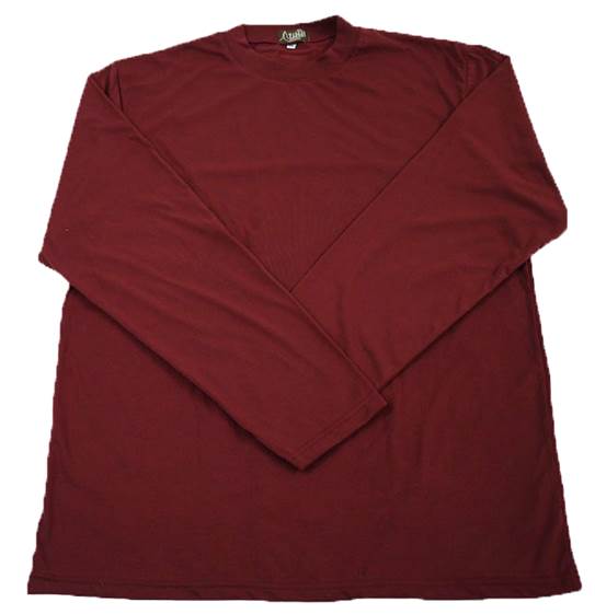 เสื้อแขนยาว ผ้ายืดเจอร์ซี่ สีกรักแดง (เลือกไซส์)