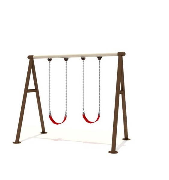 เครื่องเล่นสนามกลางแจ้ง เครื่องเล่นสนามเหล็ก ชุดชิงช้า 2 ที่นั่ง สินค้าผลิตในไทย มีมอก. สั่งทำสีตามต้องการได้ ขนาด 150x350x190ซม.