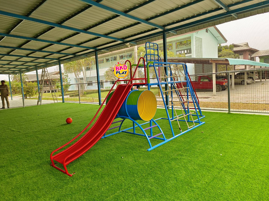 ชุดรวมเชือกถักเล็ก, เครื่องเล่นสนามกลางแจ้ง , เครื่องเล่นสนามแบบเหล็ก,ชิงช้า,สไลเดอร์ OutdoorPlayground, ขนาด 130x350x180 ซม.