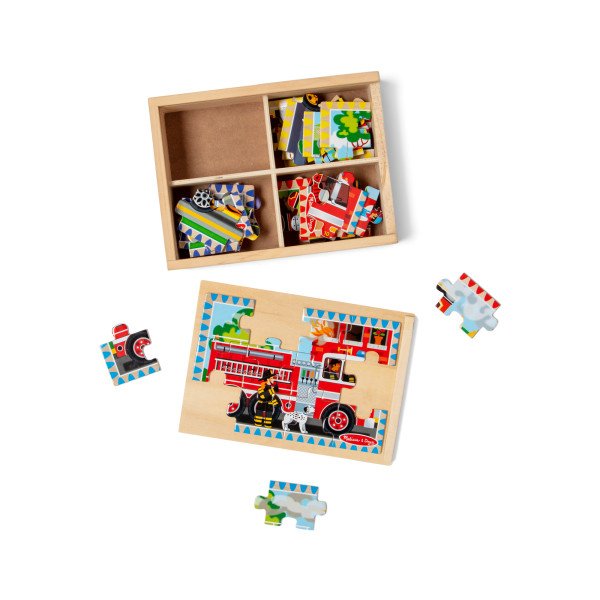 จิ๊กซอไม้12ชิ้นx4ลาย รุ่นยานพาหนะ ,Wooden Jigsaw Puzzles in a Box Vehicles, ของเล่นเสริมพัฒนาการ, ของเล่นเด็ก,สื่อการสอน,อนุบาล,พร้อมส่ง