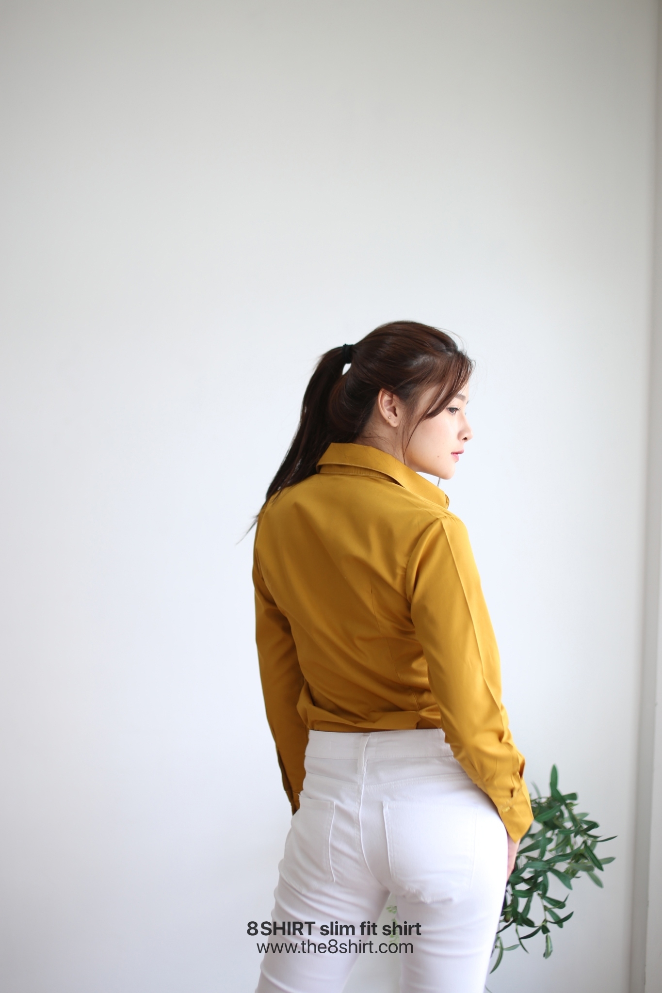 เสื้อเชิ้ตผู้หญิง สีเหลืองมัสตาร์ด (Mustard yellow) สลิมฟิต เข้ารูป แขนยาว เสื้อเชิ้ตทำงาน เสื้อยูนิฟอร์ม แบรนด์ 8SHIRT slim fit shirt พร้อมส่ง