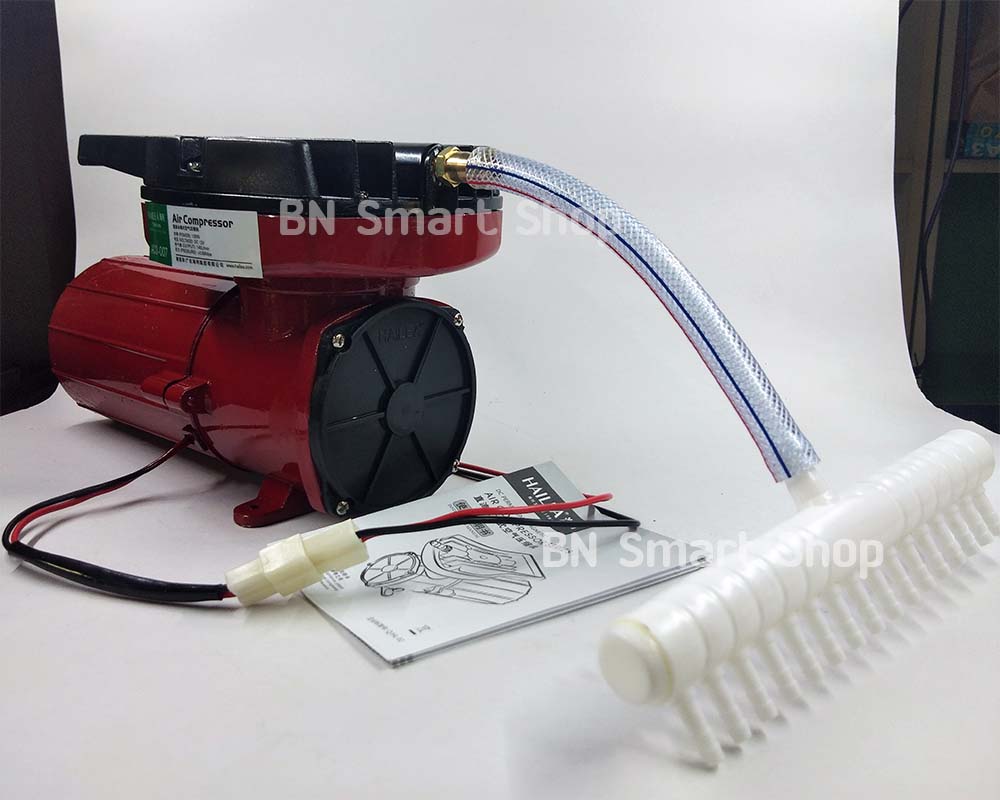 ปั้มลมใช้ไฟแบตเตอรี่รถ ปั้มลมต่อกับแบตเตอรี่รถ ไฟตรง DC 12 โวลท์ HAILEA ACO-007 กำลังไฟ 130 วัตต์ แถมอุปกรณ์พร้อมใช้งาน