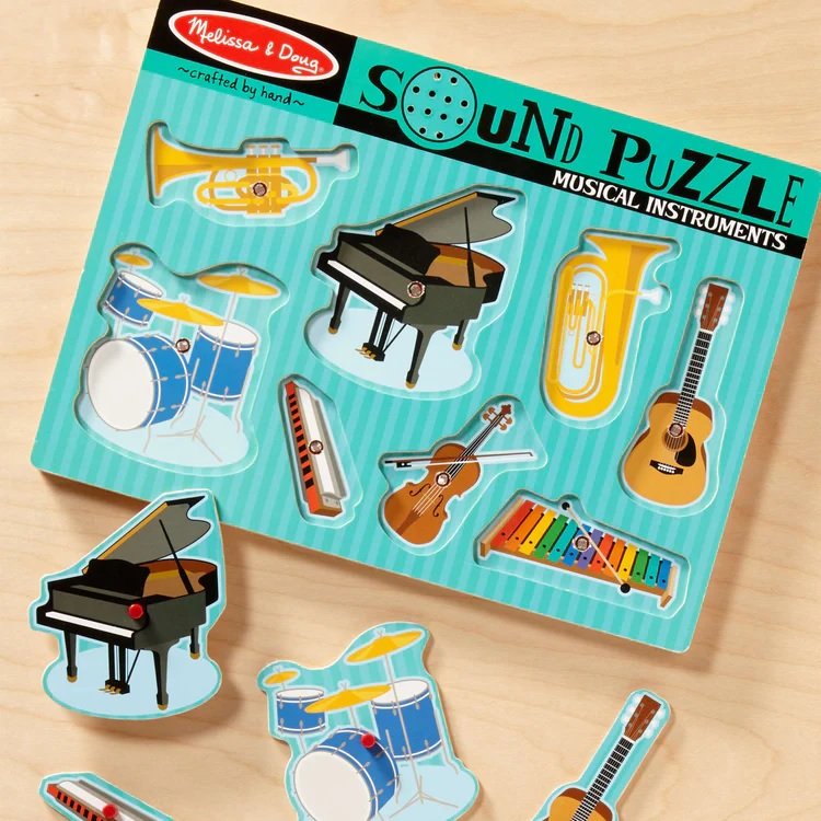 จิ๊กซอว์เด็ก มีเสียง มีหมุดจับ รุ่นเครื่องดนตรี,Melissa & Doug Music Sound Puzzle , ของเล่นเสริมพัฒนาการ, ของเล่นเด็ก,สื่อการสอน,พร้อมส่ง