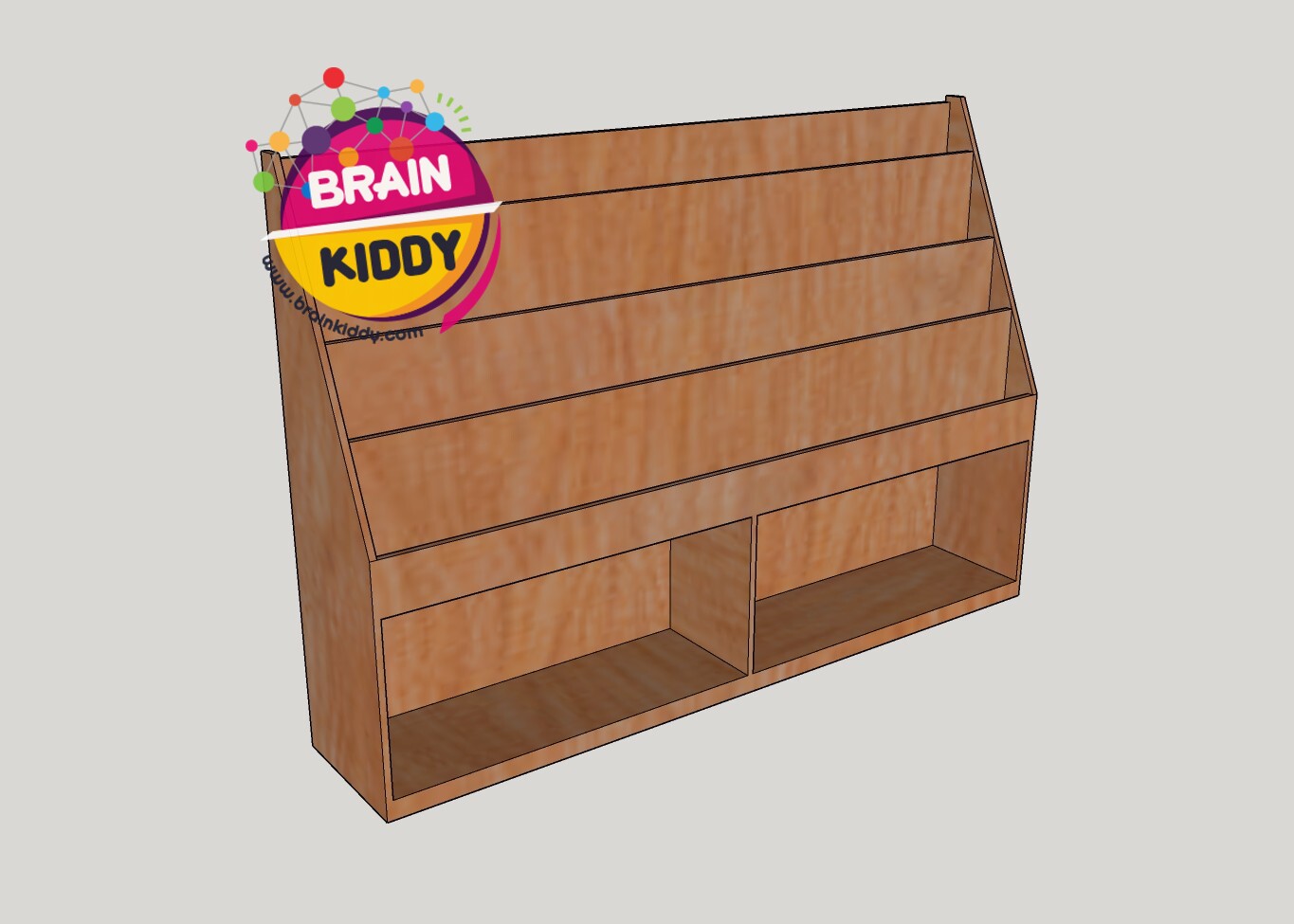 ชั้นหนังสือพร้อม 3 ช่อง พร้อมที่เก็บของ2 ช่อง , เฟอร์นิเจอร์เด็กสั่งทำตามสีและขนาดได้ , เฟอร์นิเจอร์ไม้ , เฟอร์นิเจอร์เด็ก ขนาด 24 x 122 x 89 ซม.