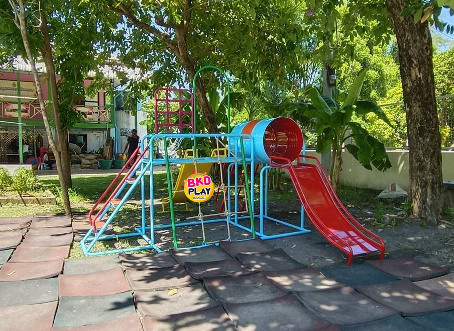 ชุดรวมเชือกถัก (อนุบาล), เครื่องเล่นสนามกลางแจ้ง , เครื่องเล่นสนามแบบเหล็ก,ชิงช้า,สไลเดอร์,โยกเยกเหล็ก, ม้าหมุน, OutdoorPlayground, ราคาโรงงาน ขนาด 120x120x150 ซม.