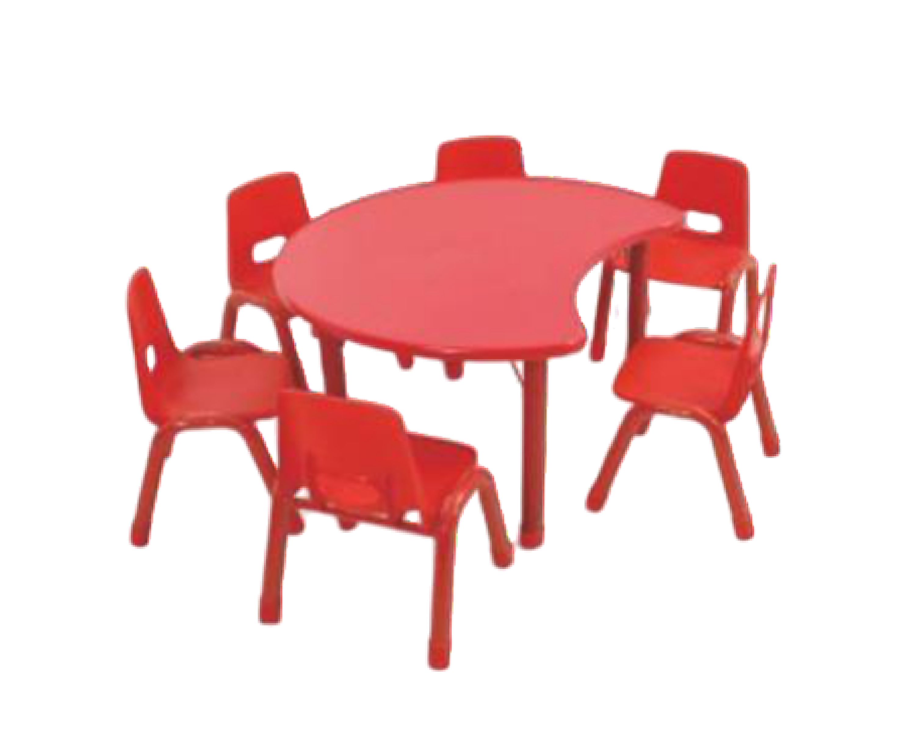 ชุดโต๊ะพระจันทร์ยิ้ม SET B พร้อมเก้าอี้ 6 ที่นั่ง โต๊ะเก้าอี้นักเรียน,โต๊ะเด็ก,เก้าอี้เด็ก,อนุบาล-ประถม,โต๊ะกิจกรรม,โต๊ะพลาสติกขาเหล็ก,โต๊ะเขียนหนังสือเด็ก สั่งนำเข้า ขนาดโต๊ะ เส้นผ่านศูนย์กลาง 100 ซม. ความสูง 48-56 ซม.