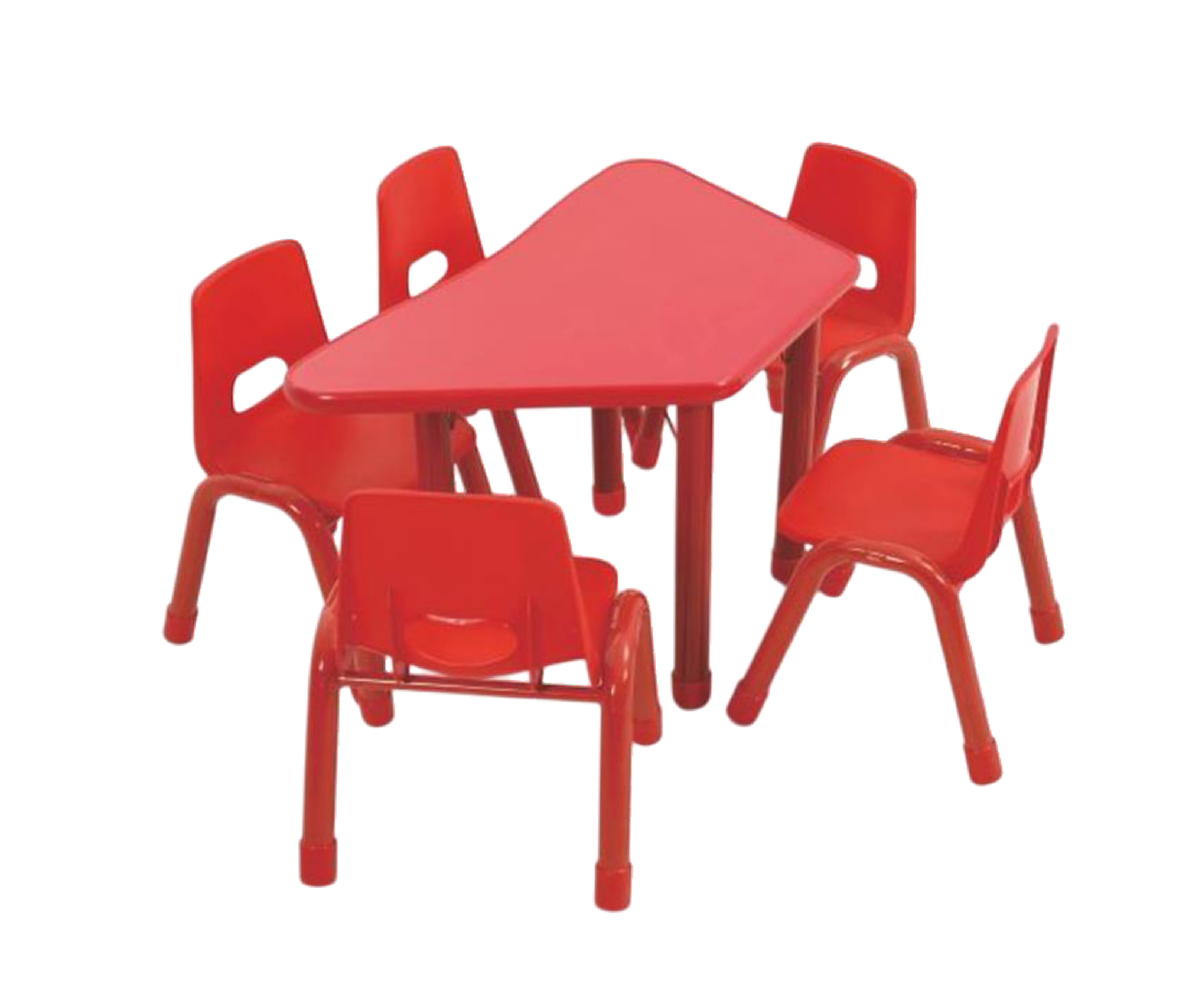 ชุดโต๊ะสี่เหลี่ยมคางหมู พร้อมเก้าอี้ 5 ที่นั่ง โต๊ะเก้าอี้นักเรียน,โต๊ะเด็ก,เก้าอี้เด็ก,อนุบาล-ประถม,โต๊ะกิจกรรม,โต๊ะพลาสติกขาเหล็ก,โต๊ะเขียนหนังสือเด็ก สั่งนำเข้า ขนาดโต๊ะ 60x120x48-56 ซม.