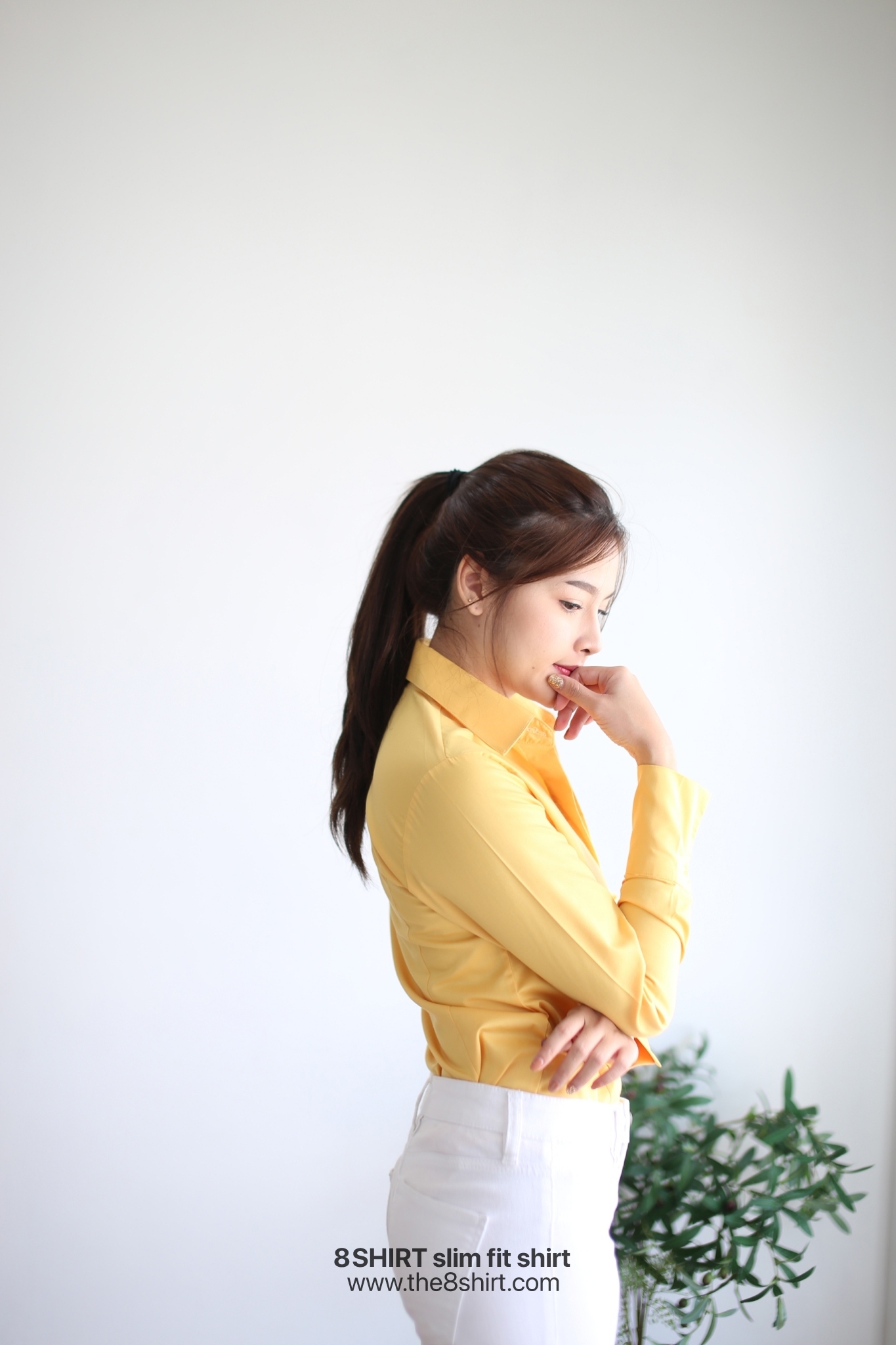 เสื้อเชิ้ตผู้หญิง สีเหลือง (Yellow) สลิมฟิต เข้ารูป แขนยาว เสื้อเชิ้ตทำงาน เสื้อยูนิฟอร์ม แบรนด์ 8SHIRT slim fit shirt พร้อมส่ง