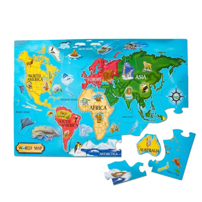 World Map Floor Puzzle จิ๊กซอว์จัมโบ้ รูปแผนที่โลก ขนาด 60x90 cm, ของเล่นเสริมพัฒนาการเด็ก เสริมทักษะการเรียนรู้ สื่อการสอนอนุบาล พร้อมส่ง