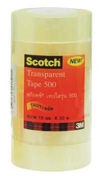 สก็อตเทปใสแกนเล็ก [3M] #500 3/4"*36Y(6ม้วน/แพ็ค)