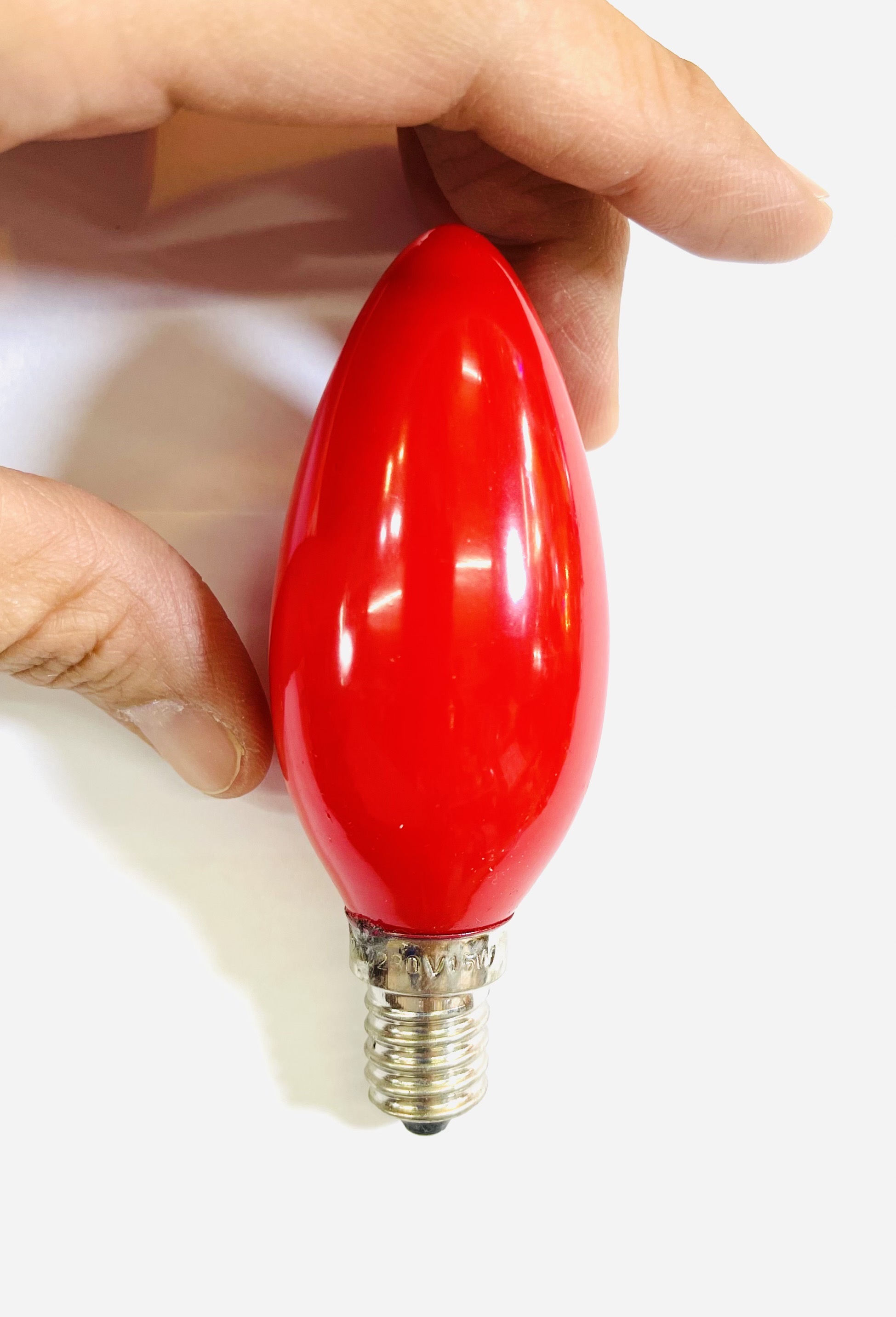 หลอดไส้จำปา สีแดงทึบ 15w E14 220 -230V