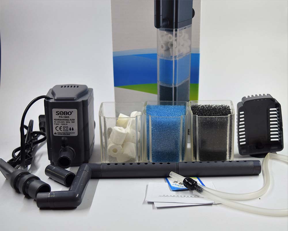 ปั้มน้ำพร้อมกรองภายในตู้ปลา SOBO FH-1903 วัสดุกรอง 3 ชั้น ปรับเปลี่ยนได้ตามชอบ