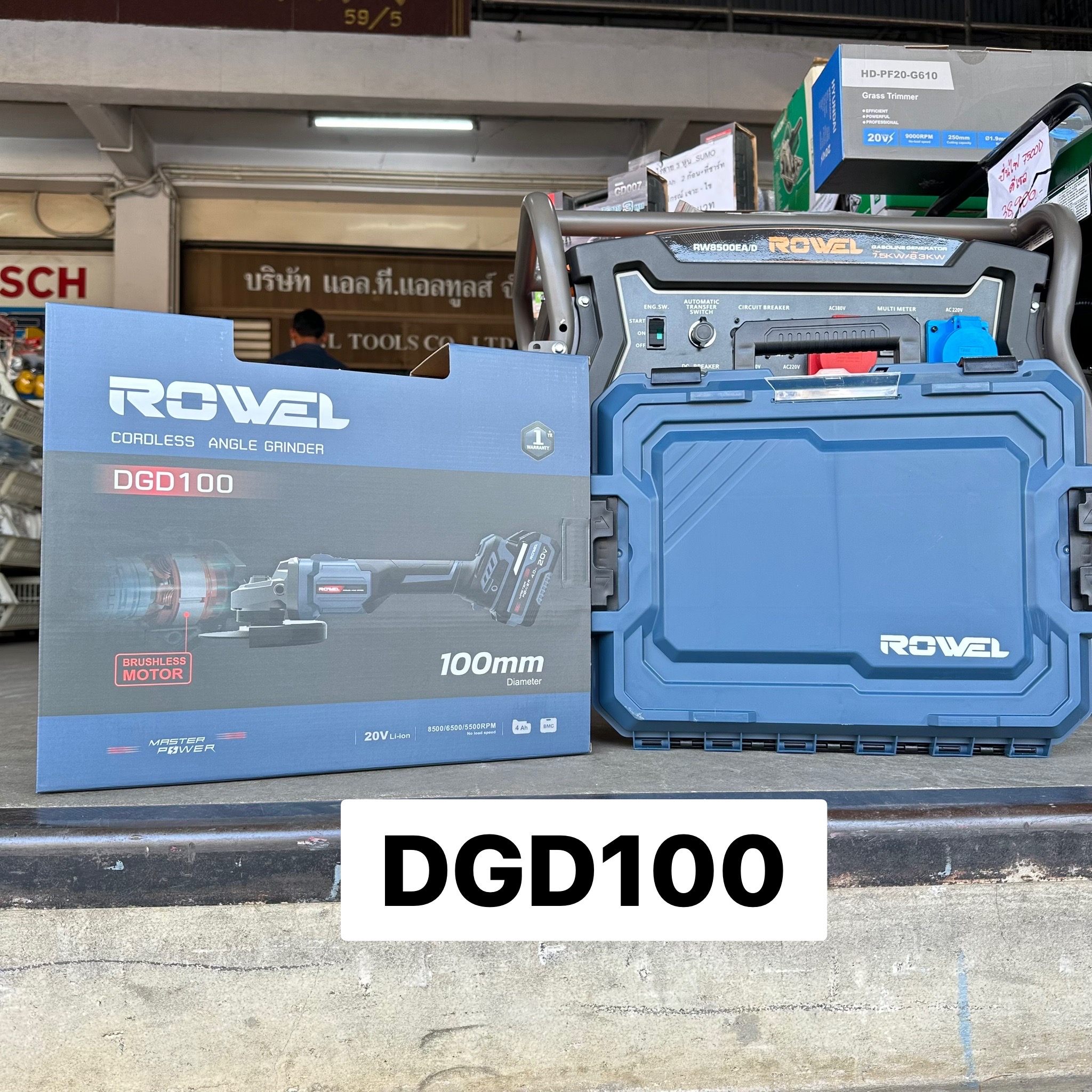 เครื่องเจียร์ไร้สาย 4นิ้ว ROWEL DGD100 20V แบต 1 ก้อน ติดต่อทางร้านเพื่อรับราคาพิเศษ