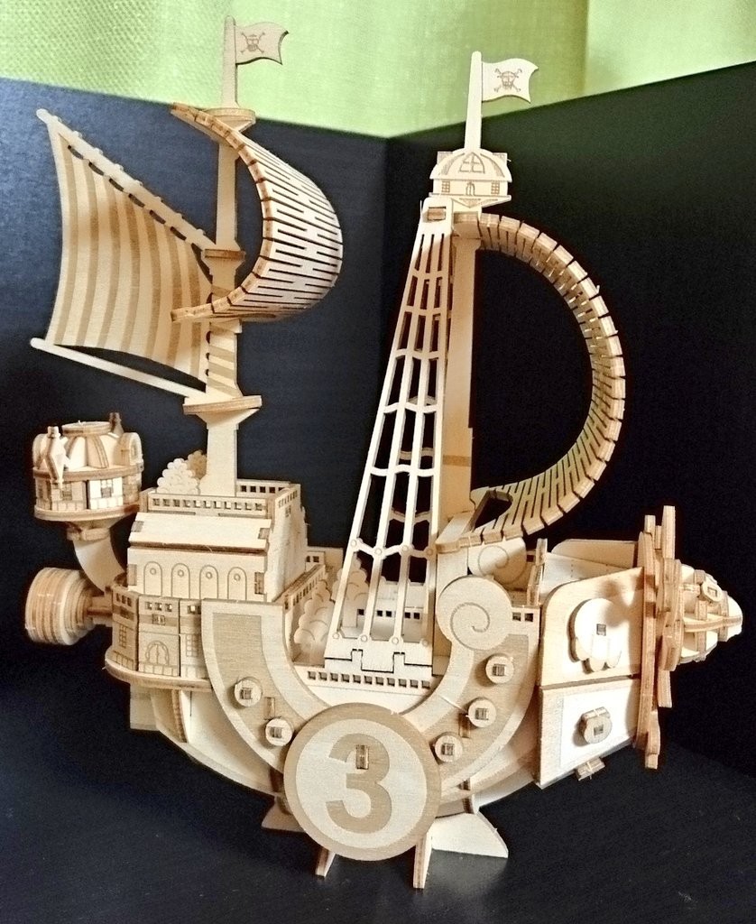 Thousand Sunny (แบบประกอบ) ของแท้ JP แมวทอง - Wooden Art ki-gu-mi [โมเดลเรือวันพีช]