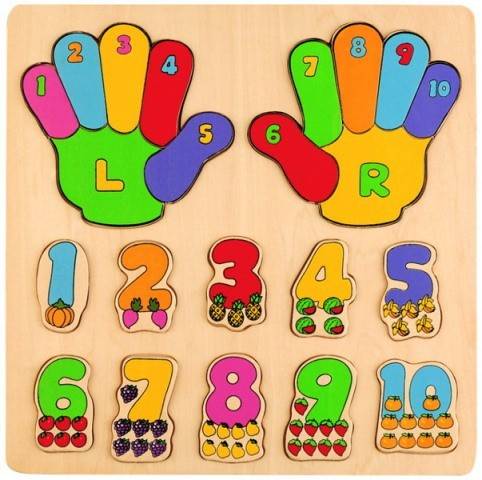 ตัวต่อสอนนับนิ้ว 1-10, ของเล่นไม้ ,นับเลข , จับคู่ ,ของเล่นเสริมทักษะการเรียนรู้, ของเล่นเสริมพัฒนาการเด็กอนุบาล, สื่อการสอนปฐมวัย, พร้อมส่ง