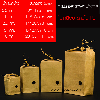ถุงกระดาษทรงกล่องคราฟท์น้ำตาล มี 4 ขนาด
