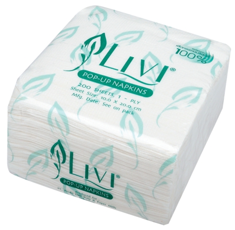 กระดาษเช็ดปาก[LIVI] 1ชั้น 200แผ่น POPUP (60ห่อ/ลัง)