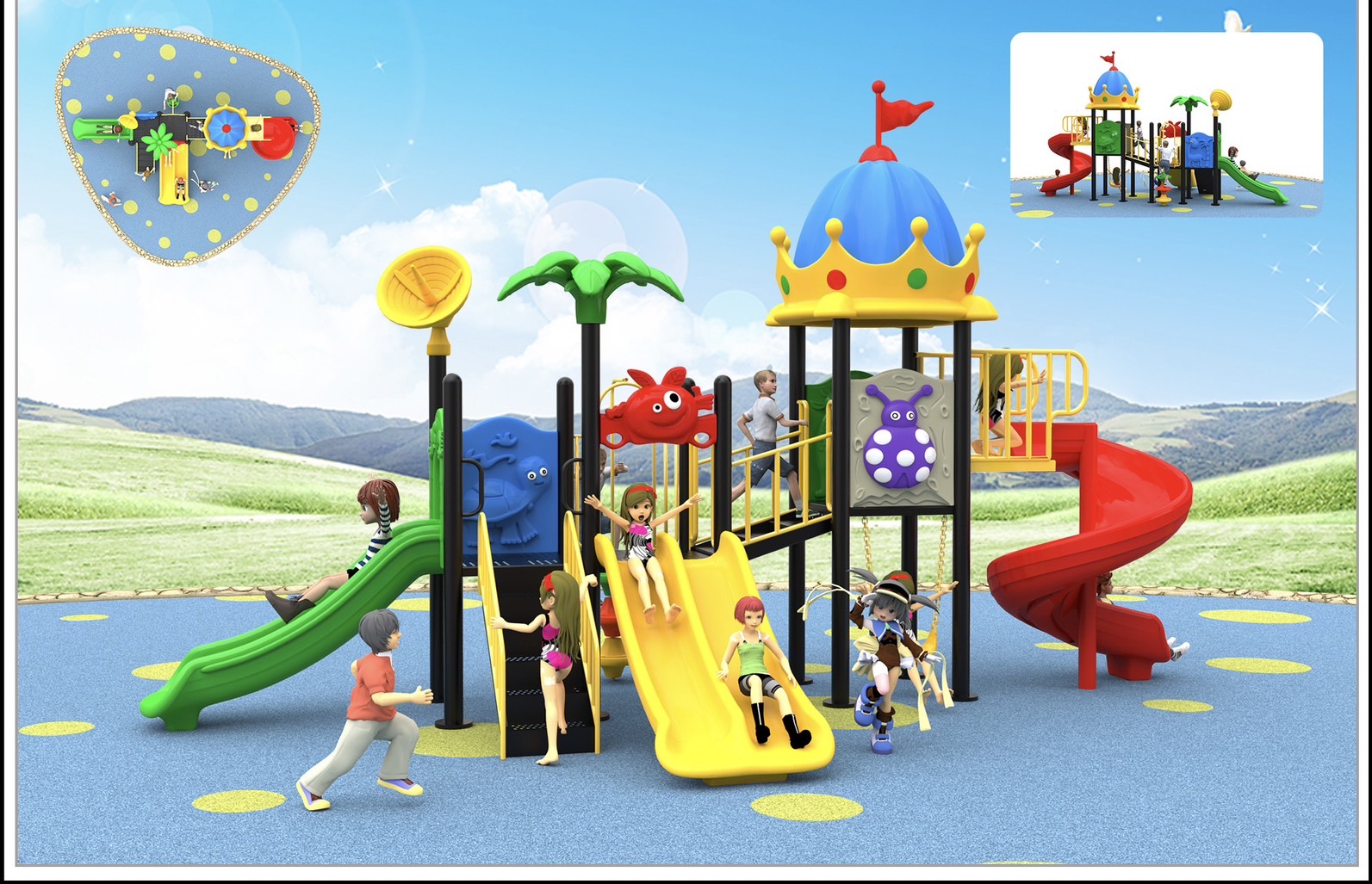 เครื่องเล่นสนามกลางแจ้ง,ชุด สวนสนุกปราสาท สไลเดอร์ใหญ่,ครุภัณฑ์สนามเด็กเล่น,งบ.สพฐ,โครงการโรงเรียนประชารัฐ, เครื่องเล่นสนามระดับก่อนประถมศึกษา