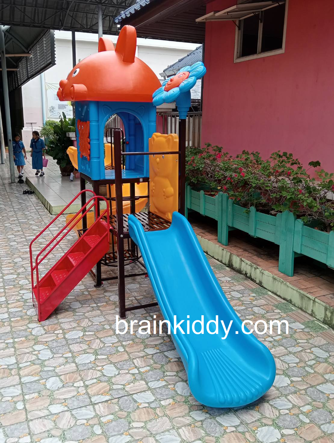 เครื่องเล่นสนามกลางแจ้ง ,ชุดจิ้งจอกน้อย 2 สไลเดอร์, สนามเด็กเล่น,outdoor playground,ครุภัณฑ์สนามเด็กเล่น สพฐ โครงการโรงเรียนประชารัฐ