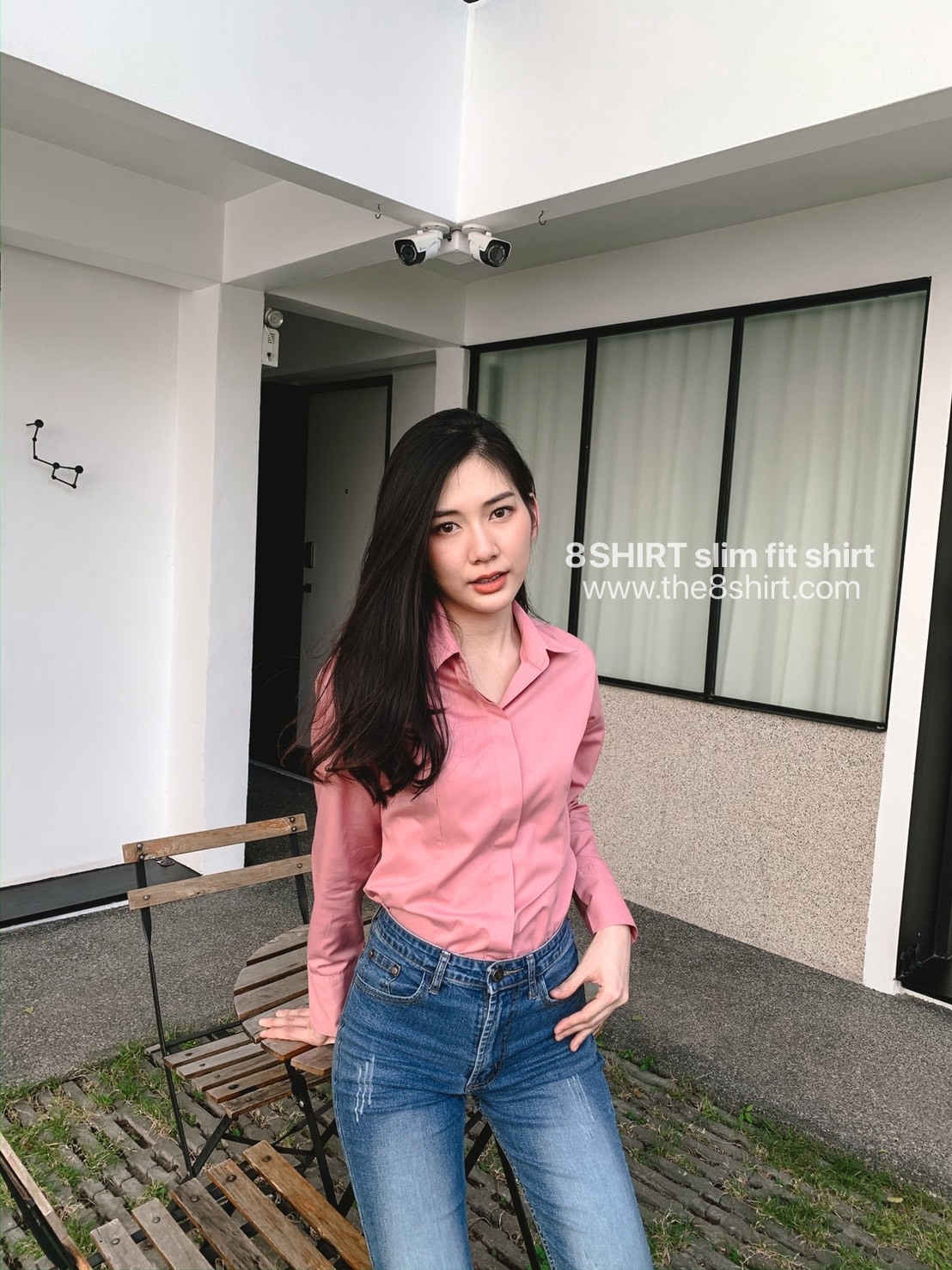 เสื้อเชิ้ตผู้หญิง สีชมพูกะปิ (Soft Pink) สลิมฟิต เข้ารูป แขนยาว เสื้อเชิ้ตทำงาน เสื้อยูนิฟอร์ม แบรนด์ 8SHIRT slim fit shirt