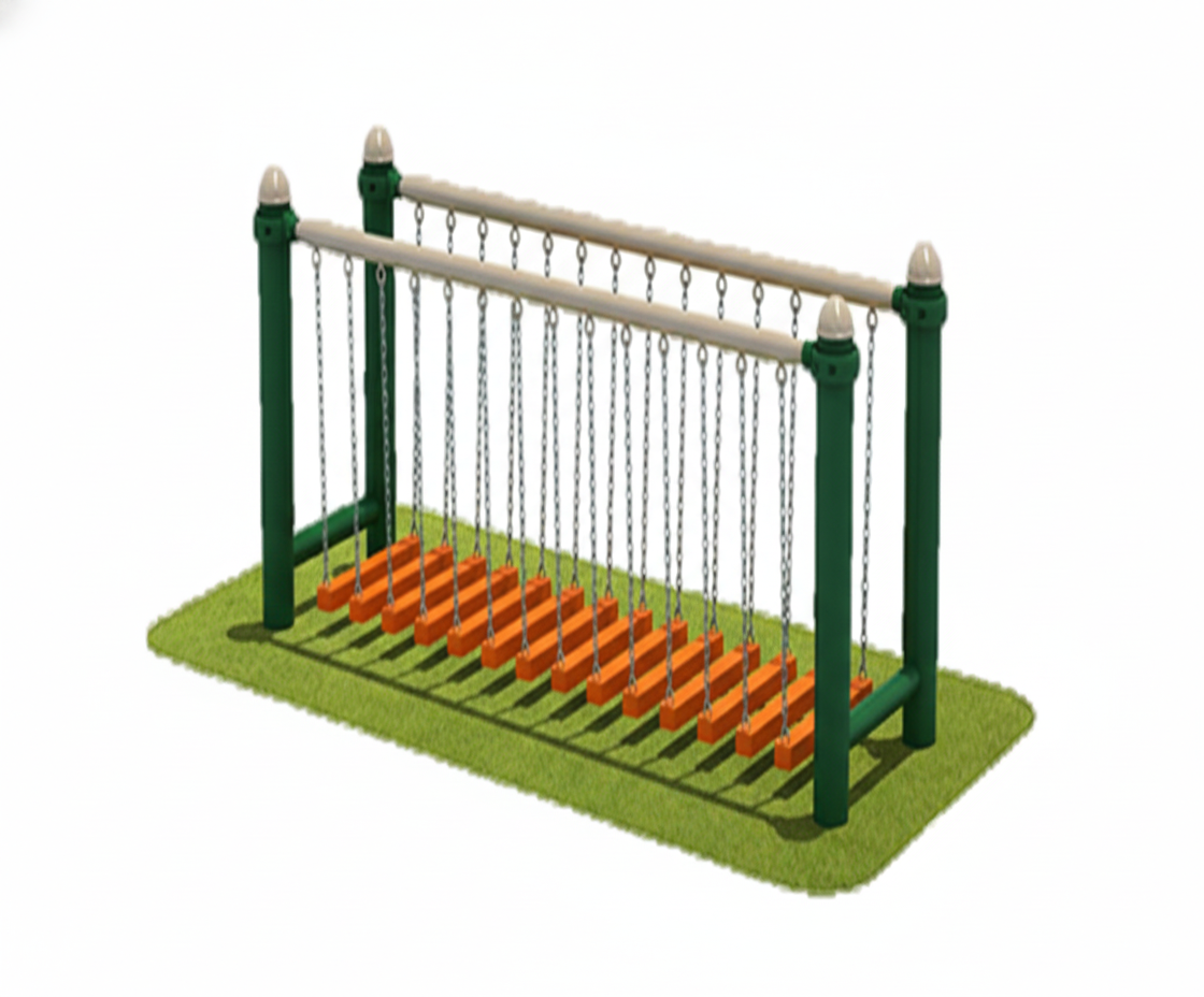 สะพานโซ่ทรงตัว เครื่องเล่นสนาม กลางแจ้ง เหล็ก ,บาร์โหน ตั้งพื้น ,ปีนป่าย, ของเล่น สั่งทำ 10-20 วัน ขนาด100x200x120 ซม.