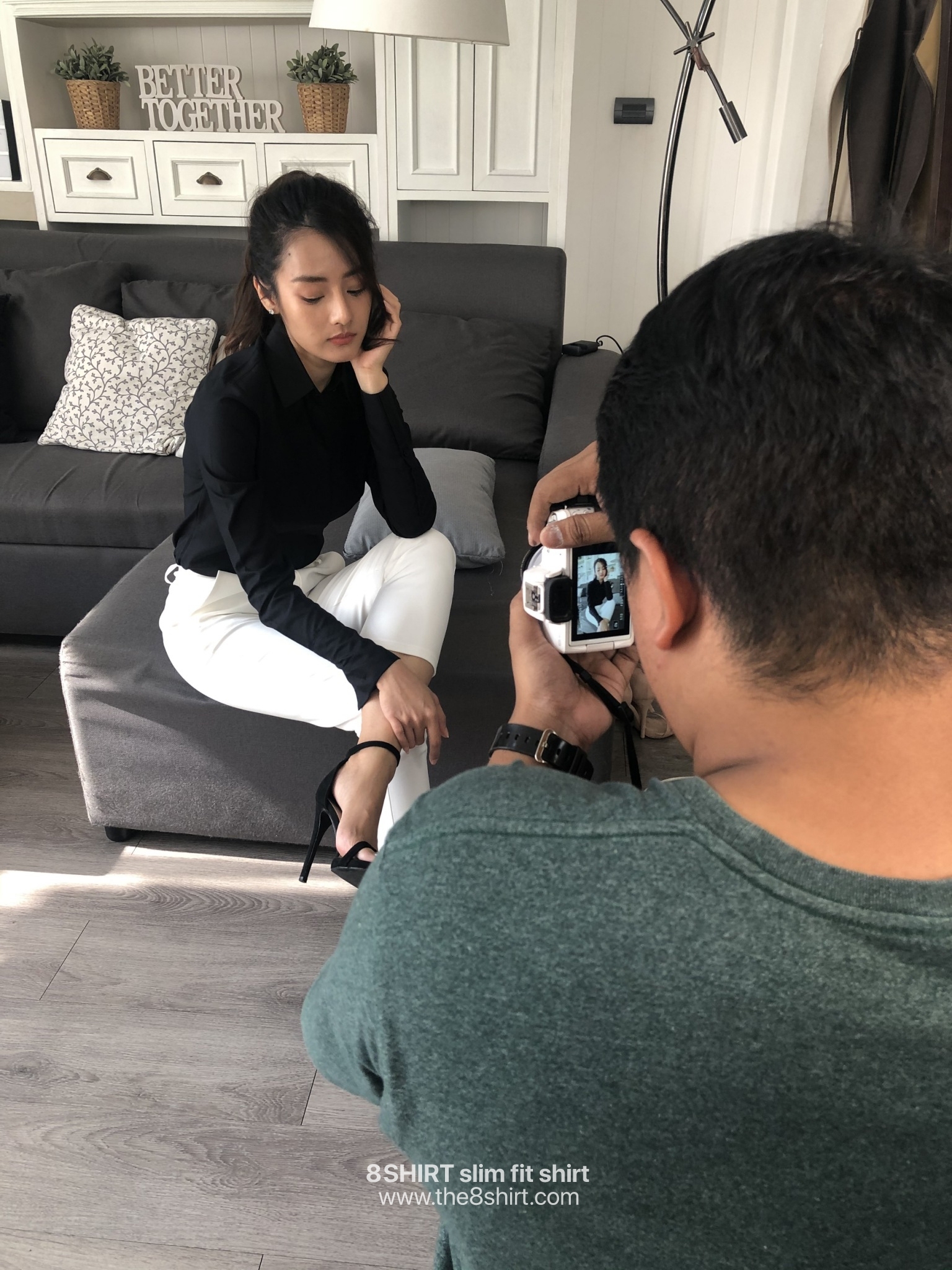 เสื้อเชิ้ตผู้หญิงสีดำ สลิมฟิต เข้ารูป แขนยาว เสื้อเชิ้ตทำงาน เสื้อยูนิฟอร์ม แบรนด์ 8SHIRT slim fit shirt พร้อมส่ง