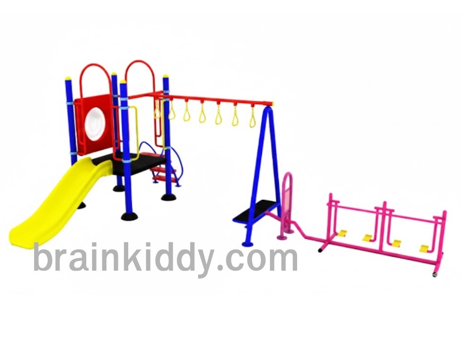 ชุดหอสไลด์80 +ห่วงโหน +เดินอากาศบัดดี้ เครื่องเล่นสนามกลางแจ้ง เหล็ก ของเล่น สั่งทำ 10-20 วัน ขนาด 400x630x220 ซม.