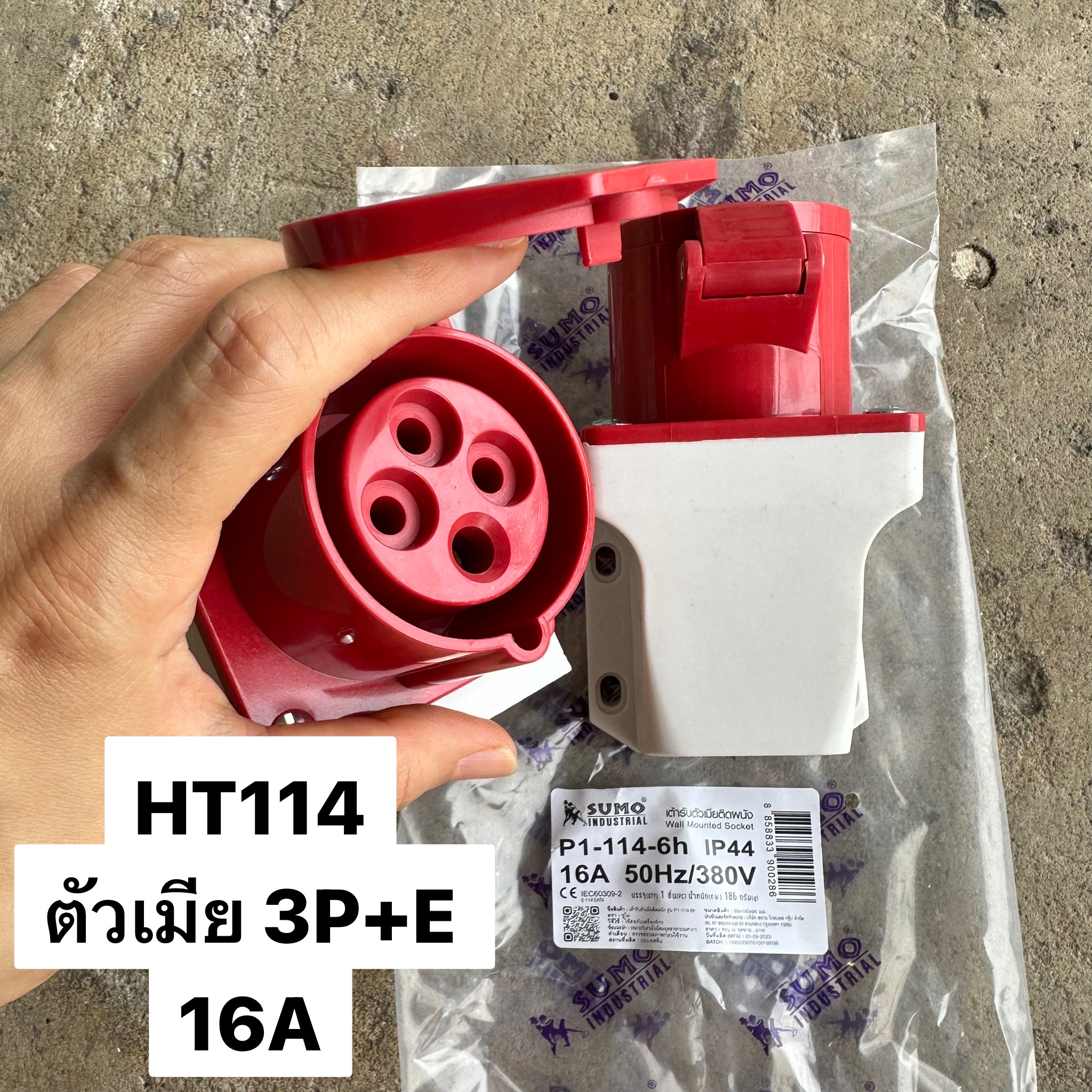 ปลั๊กเพาเวอร์ตัวเมียติดผนัง 3P+E 16A 114 380/415V IP44