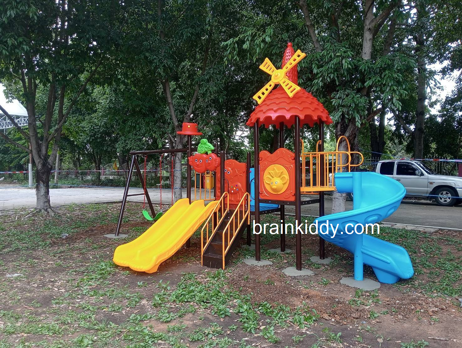 เครื่องเล่นสนามกลางแจ้ง ในร่ม, ชุดบ้านกังหันเด็ก , สไลเดอร์ใหญ่,ครุภัณฑ์สนามเด็กเล่น,งบ.สพฐ,โครงการโรงเรียนประชารัฐ, เครื่องเล่นสนามระดับก่อนประถมศึกษา, งบประมาณ80,000