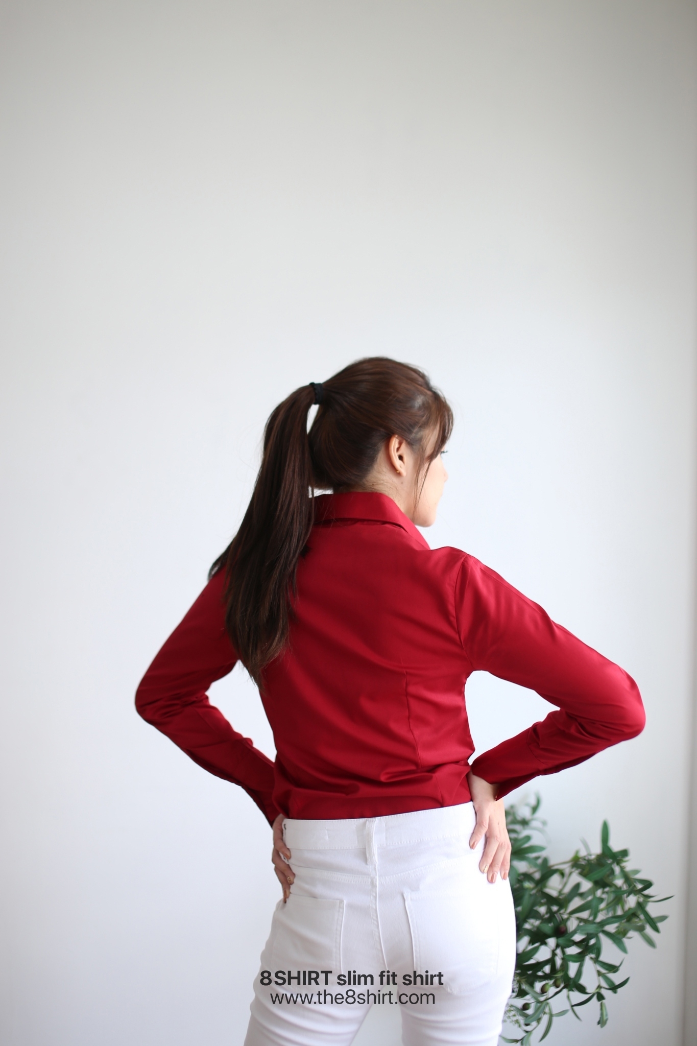 เสื้อเชิ้ตผู้หญิง แดงเลือดนก (Maroon Red) สลิมฟิต เข้ารูป แขนยาว เสื้อเชิ้ตทำงาน เสื้อยูนิฟอร์ม แบรนด์ 8SHIRT slim fit shirt พร้อมส่ง