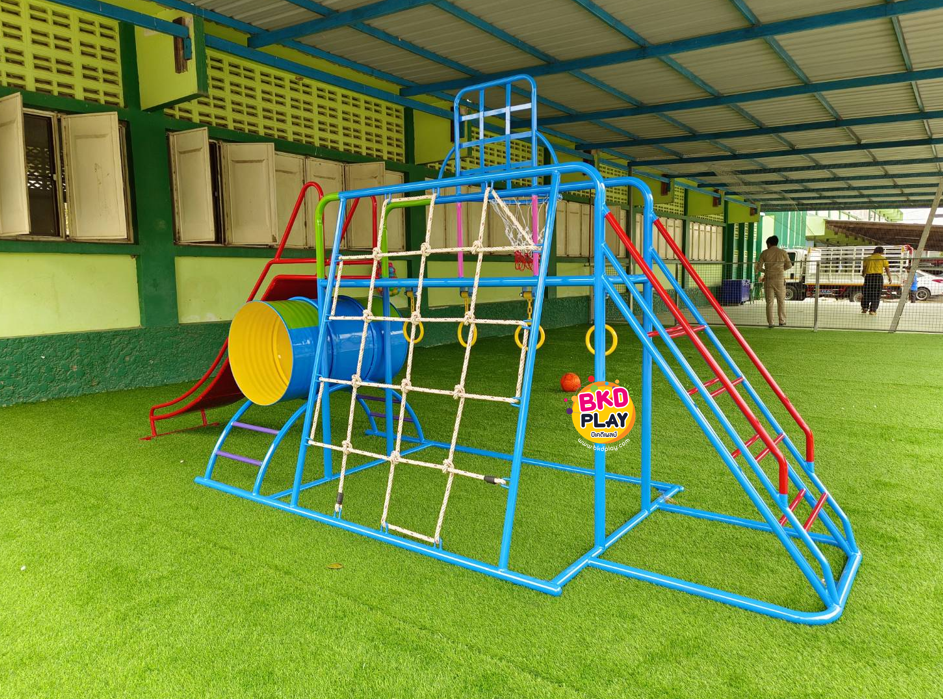 ชุดรวมเชือกถักเล็ก, เครื่องเล่นสนามกลางแจ้ง , เครื่องเล่นสนามแบบเหล็ก,ชิงช้า,สไลเดอร์ OutdoorPlayground, ขนาด 130x350x180 ซม.