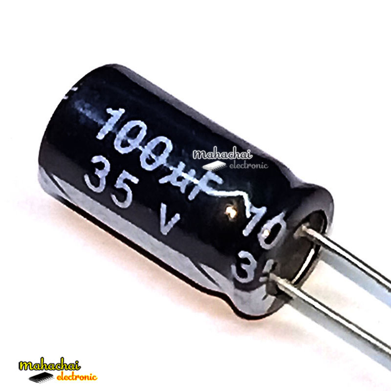 100uf35V 100uf 35V Capacitor คาปาซิเตอร์ ขนาด 6 x 12 mm.