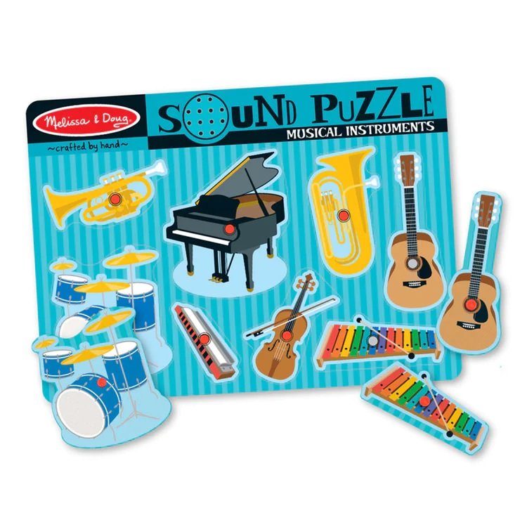 จิ๊กซอว์เด็ก มีเสียง มีหมุดจับ รุ่นเครื่องดนตรี,Melissa & Doug Music Sound Puzzle , ของเล่นเสริมพัฒนาการ, ของเล่นเด็ก,สื่อการสอน,พร้อมส่ง