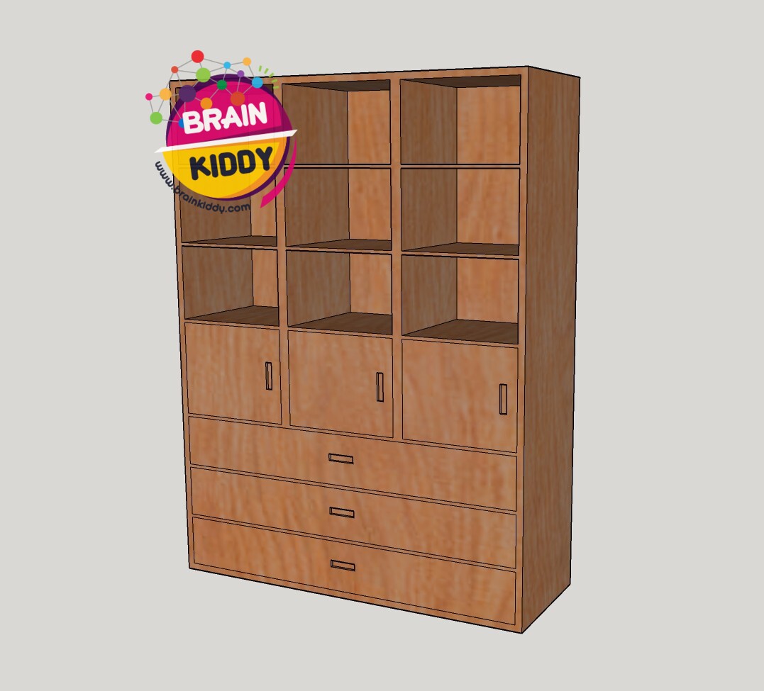 ชั้นเก็บกระเป๋าและที่นอน (9 ช่อง ทรงสูง), เฟอร์นิเจอร์เด็กสั่งทำตามสีและขนาดได้ , เฟอร์นิเจอร์ไม้ , เฟอร์นิเจอร์เด็ก