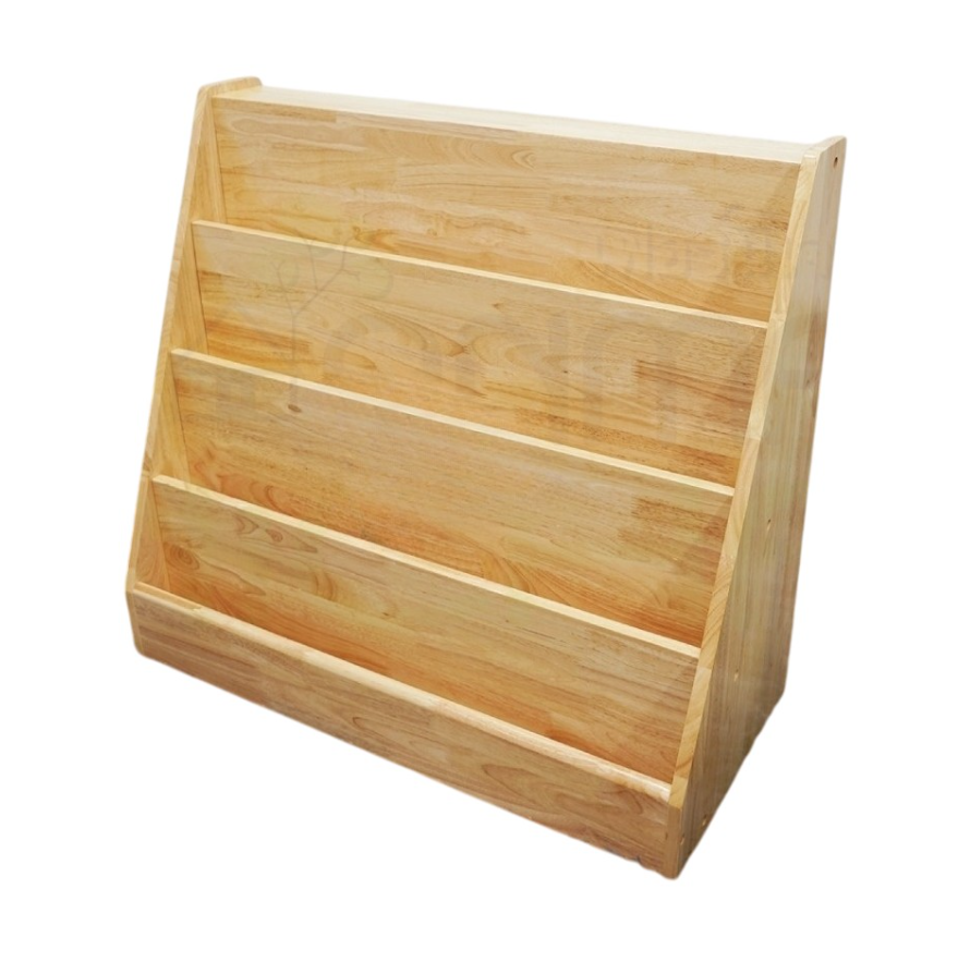 ชั้นวางหนังสือไม้ยางพารา 4ชั้น ชั้นวางไม้สีธรรมชาติ ผลิตในไทย สำหรับโรงเรียน ห้องสมุด มีพร้อมส่ง