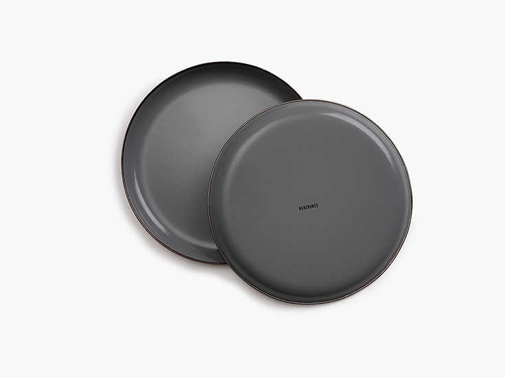 Barebones Enamel Plate Slate Gray Set of 2 CKW-358