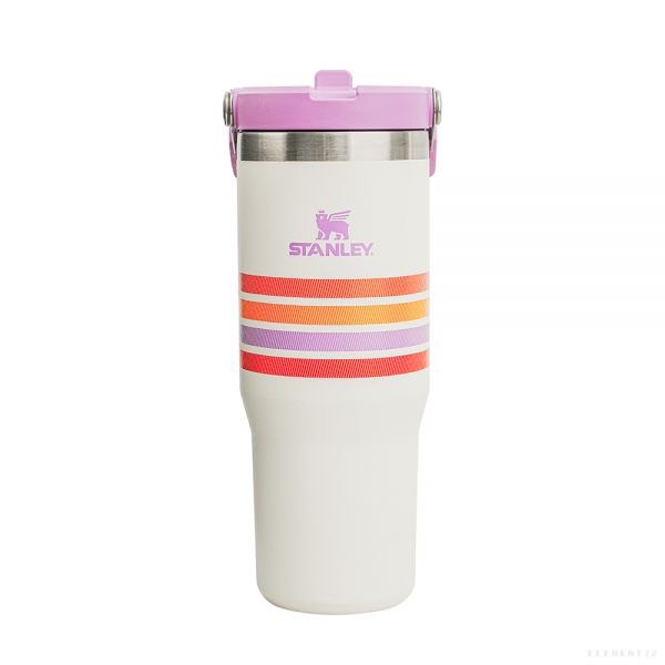 Varsity Iceflow™ Flip Straw Tumbler 30Oz Cream Lilac Stripe