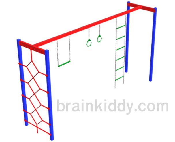 ชุดปีนป่าย+ห่วงโหน, เครื่องเล่นสนามกลางแจ้ง , เครื่องเล่นสนามแบบเหล็ก,ชิงช้า,สไลเดอร์,โยกเยกเหล็ก, ม้าหมุน, OutdoorPlayground, ราคาโรงงาน ขนาด 60x200x200 ซม.
