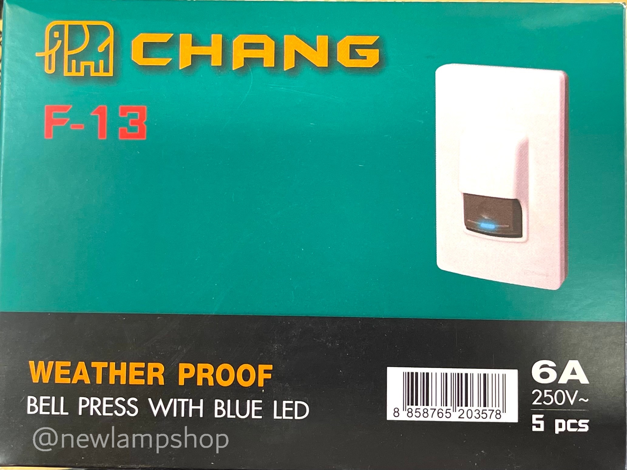 สวิทช์กดกระดิ่ง F-13 ชนิดกันน้ำได้ Door Bell Switch - waterproof ยี่ห้อ ช้าง