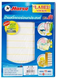 ป้ายสติ๊กเกอร์ [ตราม้า] A18 20x149 มม.