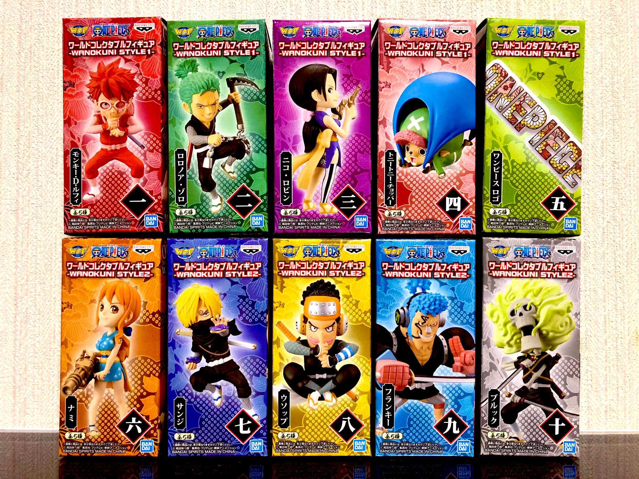 Straw Hat Pirates Wano Set ของแท้ JP แมวทอง - WCF Banpresto [โมเดลวันพีช] (9 ตัว + ป้าย)