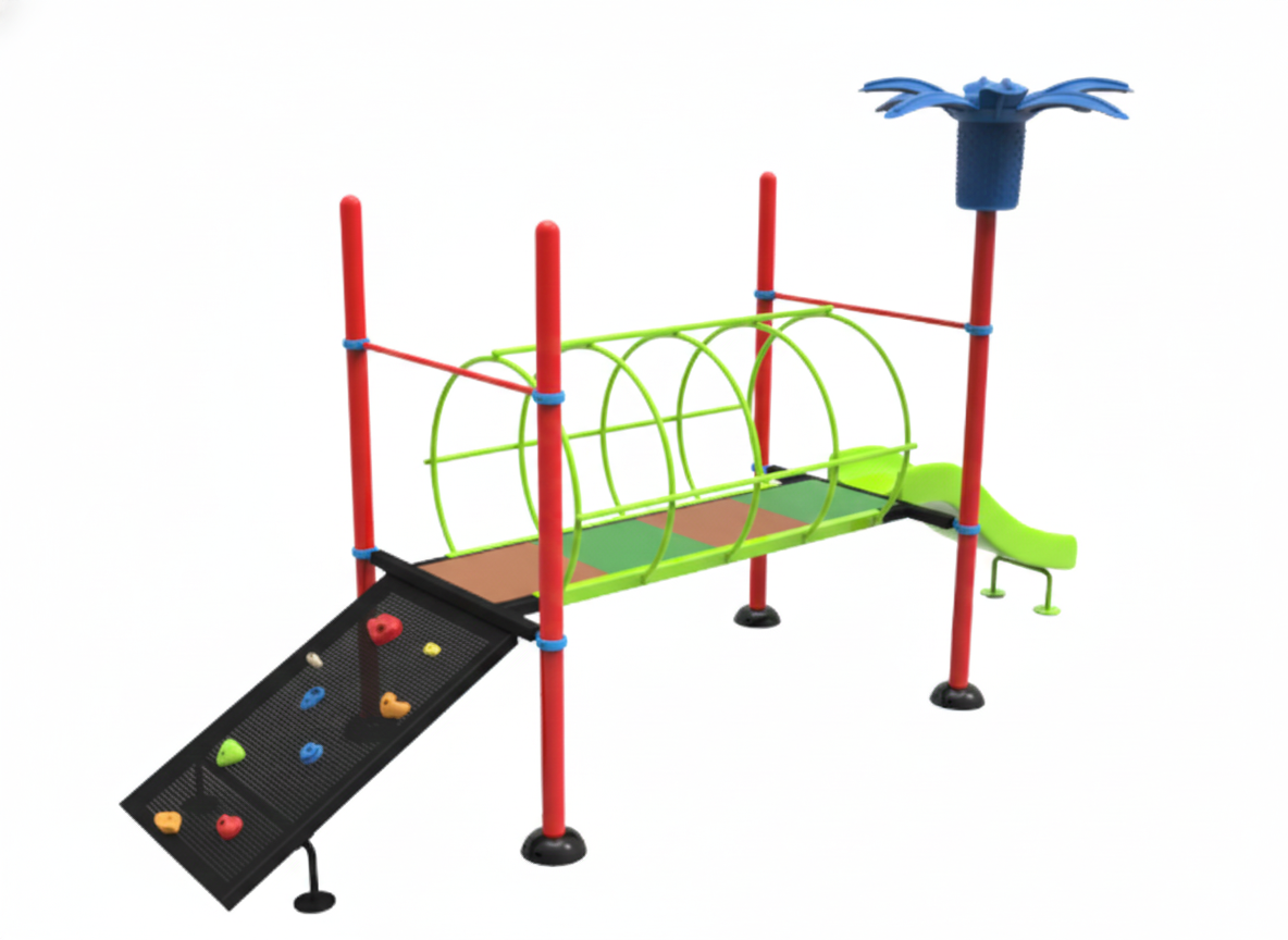 PG-SI-01 อุโมงค์ +ปีนป่าย+ สไลเดอร์ เครื่อเล่นสนามเหล็ก เครื่องเล่นสนามกลางแจ้ง ของเล่น สั่งทำ 10-20 วัน ขนาด100x400x200 ซม.