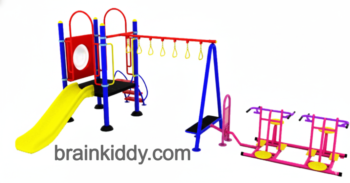 ชุดหอสไลด์80 +ห่วงโหน +บิดเอวบัดดี้ เครื่องเล่นสนามกลางแจ้ง เหล็ก ของเล่น สั่งทำ 10-20 วัน ขนาด 400x630x220 ซม.