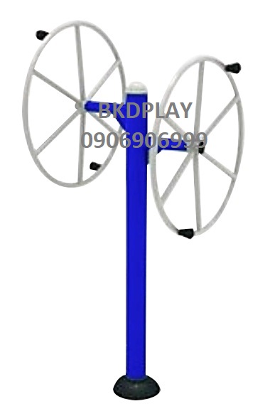 เครื่องออกกำลังกาย กลางแจ้ง ชุดอุปกรณ์ บริหารไหล่ ยืดเส้น แบบล้อหมุน เหล็ก ลานกีฬา อเนกประสงค์ สนามกีฬา ขนาด 78 x 90 x 190 ซม.