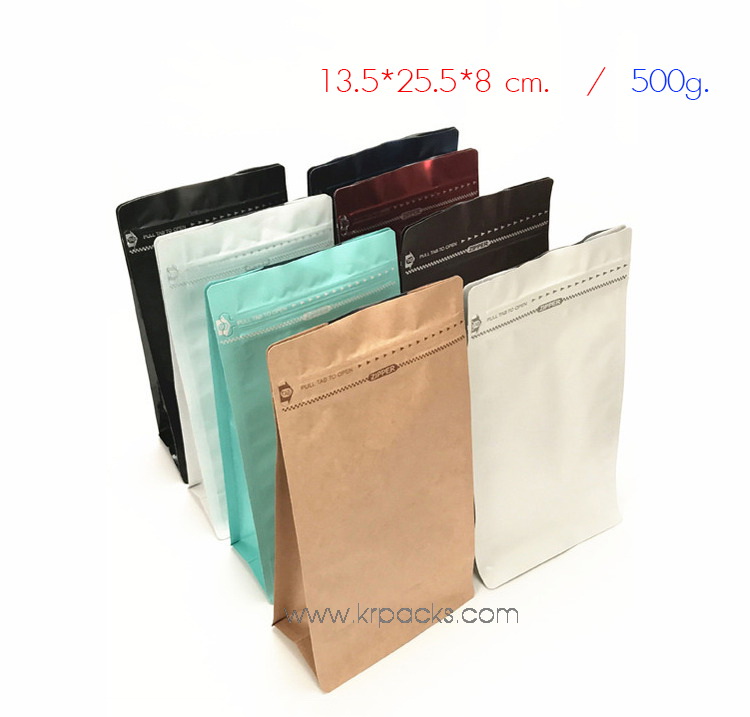 ถุงซิปล๊อค ขยายข้าง คราฟท์ / ฟอยล์อลู 500 กรัม