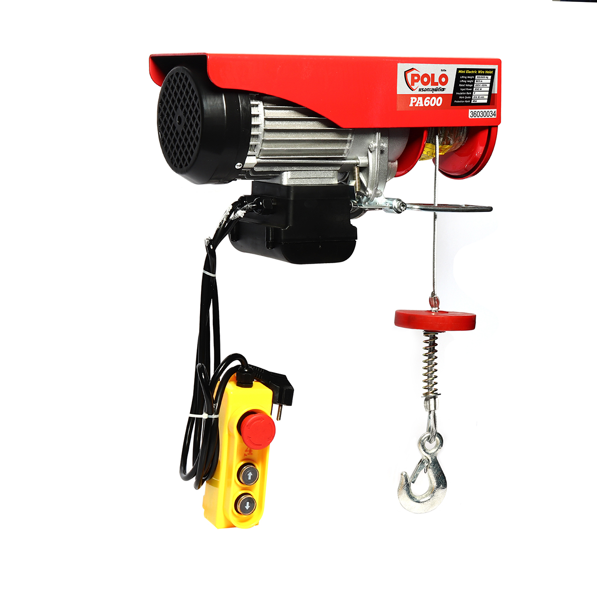 600 กก. รอกสลิงไฟฟ้า POLO Mini Electric wire hoist ใช้ได้ทั้งตะขอเดี่ยวและคู่ (ดูสเปค) 1050W. 220V.