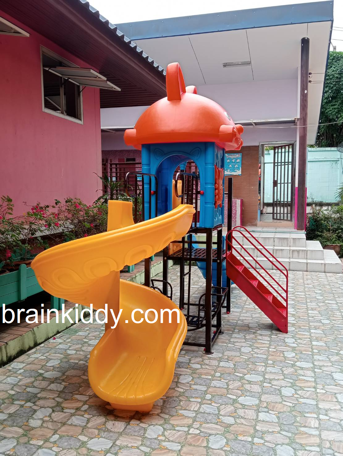 เครื่องเล่นสนามกลางแจ้ง ,ชุดจิ้งจอกน้อย 2 สไลเดอร์, สนามเด็กเล่น,outdoor playground,ครุภัณฑ์สนามเด็กเล่น สพฐ โครงการโรงเรียนประชารัฐ